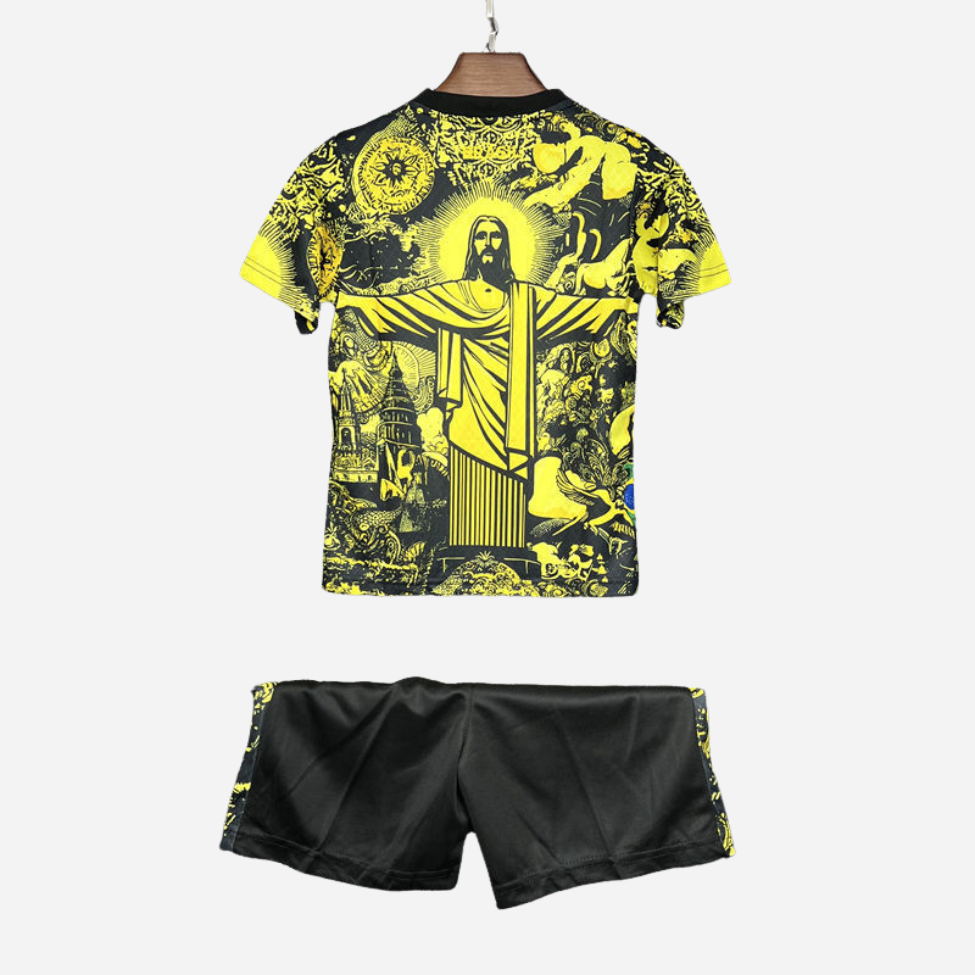 Kit Infantil Brasil Especial Cristo Redentor em Amarelo Torcedor