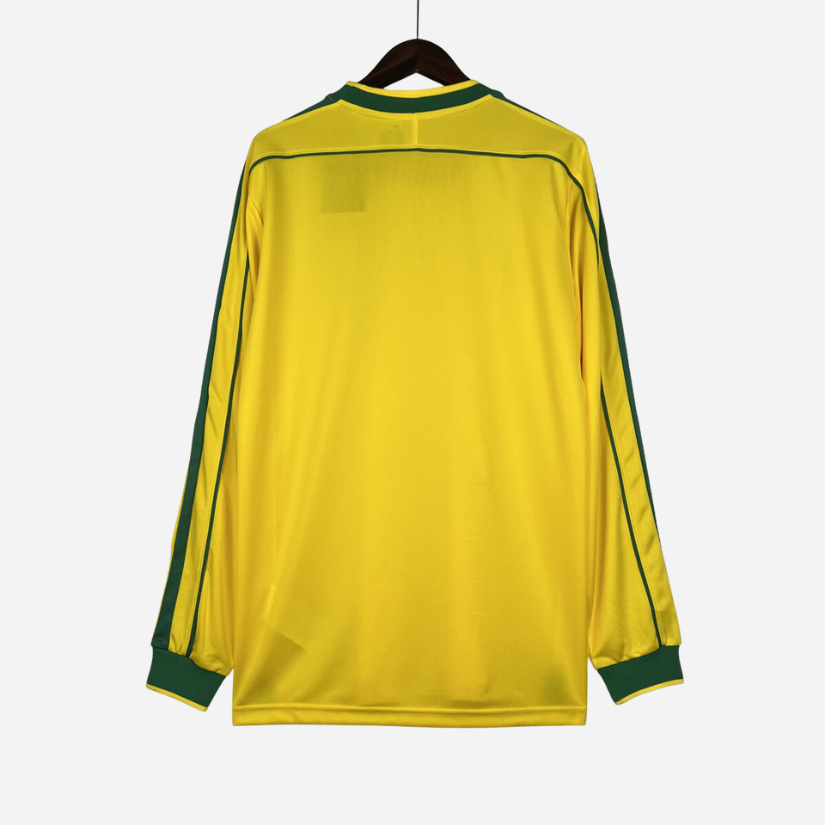 Camisa Brasil 1998 Torcedor Manga Longa Retrô Home