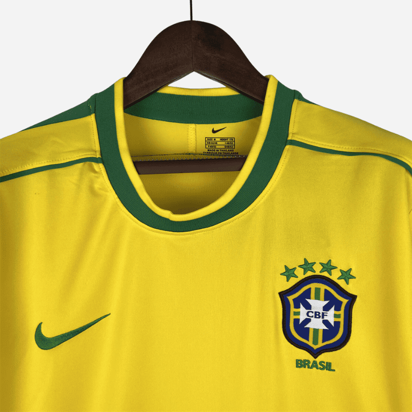 Camisa Brasil 1998 Torcedor Manga Longa Retrô Home