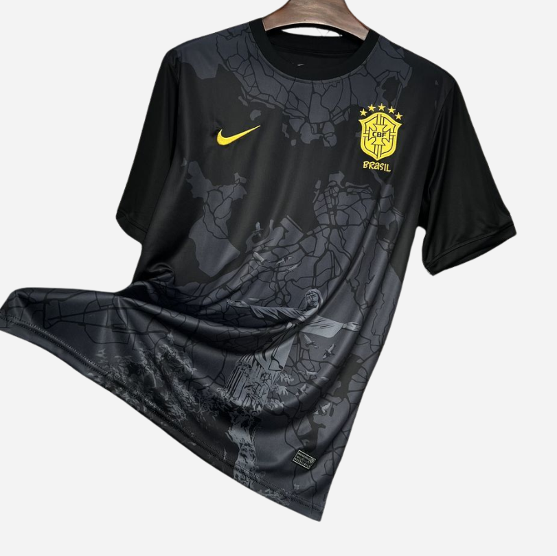 Camisa Brasil Especial Cristo Redentor Torcedor Preto & Ouro