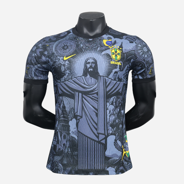 Camisa Brasil Especial Cristo Redentor em azul - Versão Jogador