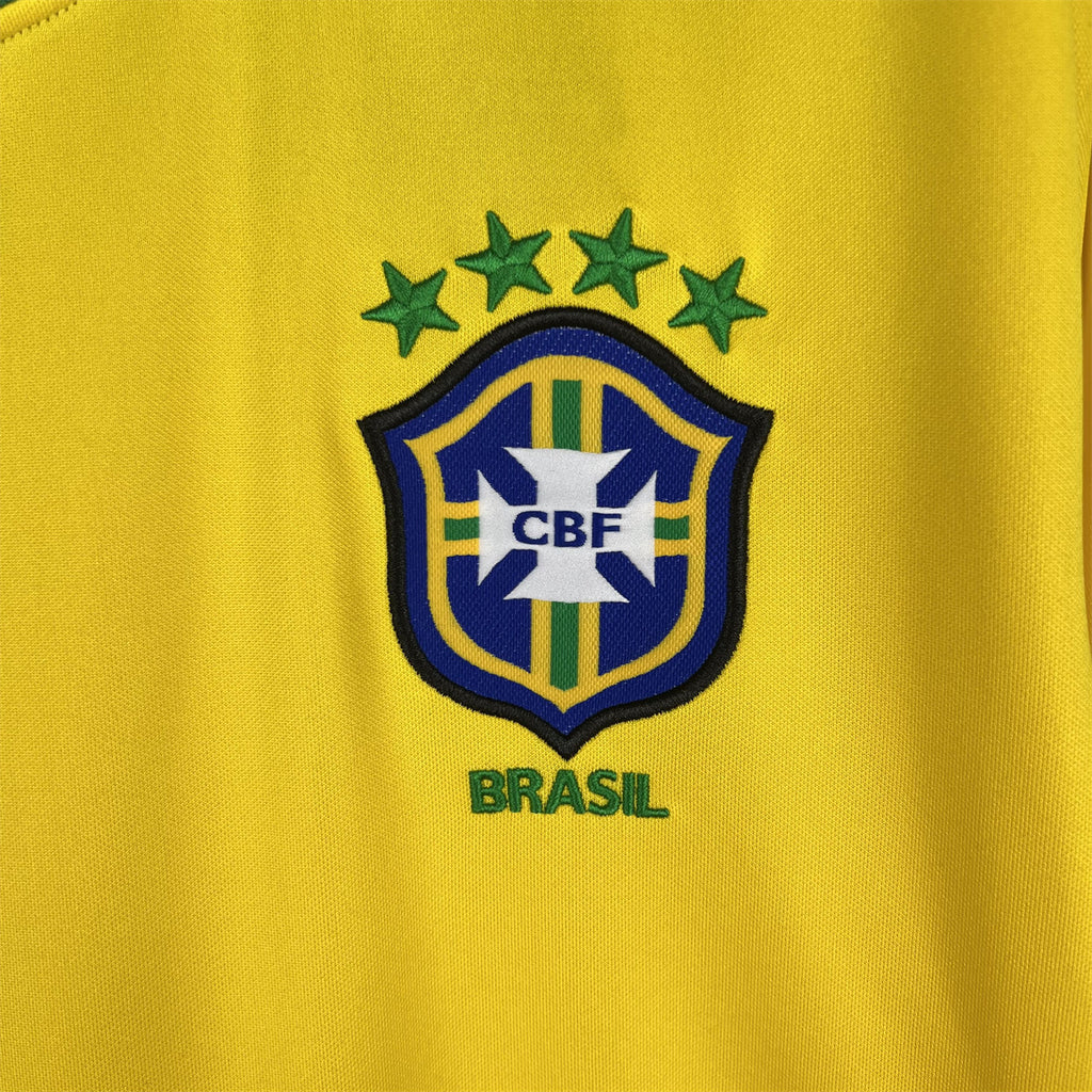 Camisa Brasil 1998 Torcedor Manga Longa Retrô Home